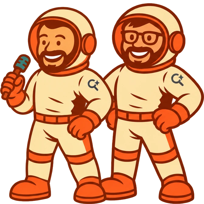 David Carrasco y Arturo Marimón dibujados como astronautas